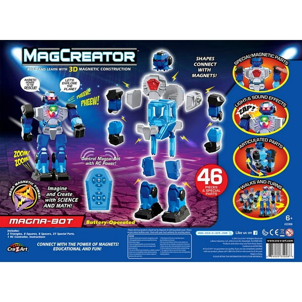 MagCreator MagnaBot 3D Robot 46 Piece Tiles Building Set