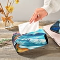thumbnail image 5 of Cartoon Style Beach Tissue Box Cover Leather Square Rectangle Tissue Box Holder for Bathroom Living Room Desk Office Decor, 5 of 7