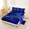 thumbnail image 2 of Feelyou Space Shark Bed Sheets for Kids Boys Girls, Dreamy Galaxy Star Animal King Sheets, Navy, 4 Pieces, 2 of 5