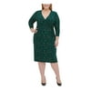 TOMMY HILFIGER Womens Green Long Sleeve Sheath Evening Dress Plus 18W