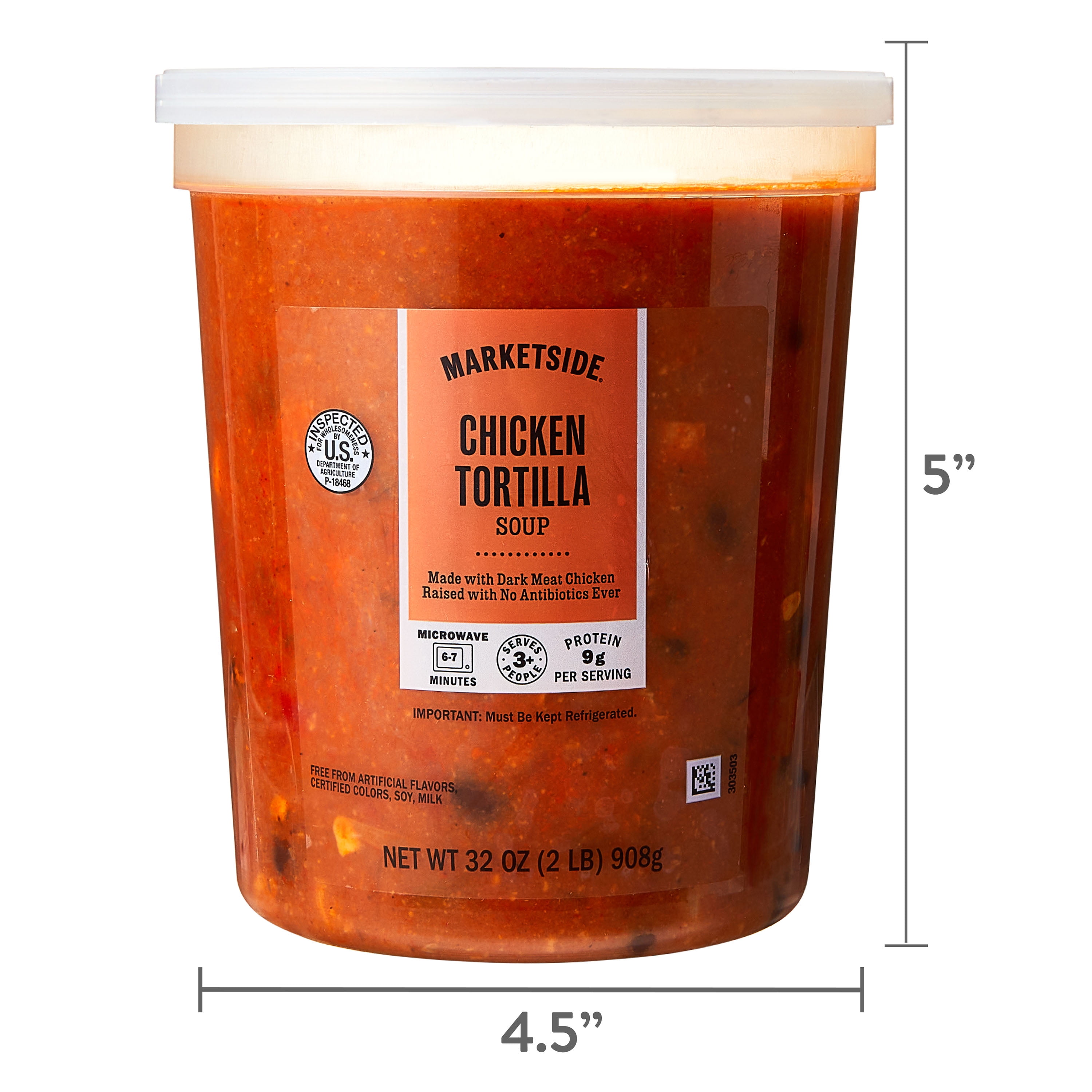 Marketside Chicken Tortilla Soup, Fresh Deli Soup, 32 oz Cup