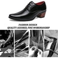 thumbnail image 4 of Men's Leather Business Oxfords Pointed Toe High-Heel Classic Derby Formal Dress Shoes Wedding Driving Oxfords Black 9.5 US, 4 of 7