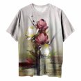 thumbnail image 4 of Blusa informal de manga corta con estampado de manga corta y estampado vintage para mujer Pompotops  hfajkhk126654, 4 of 9