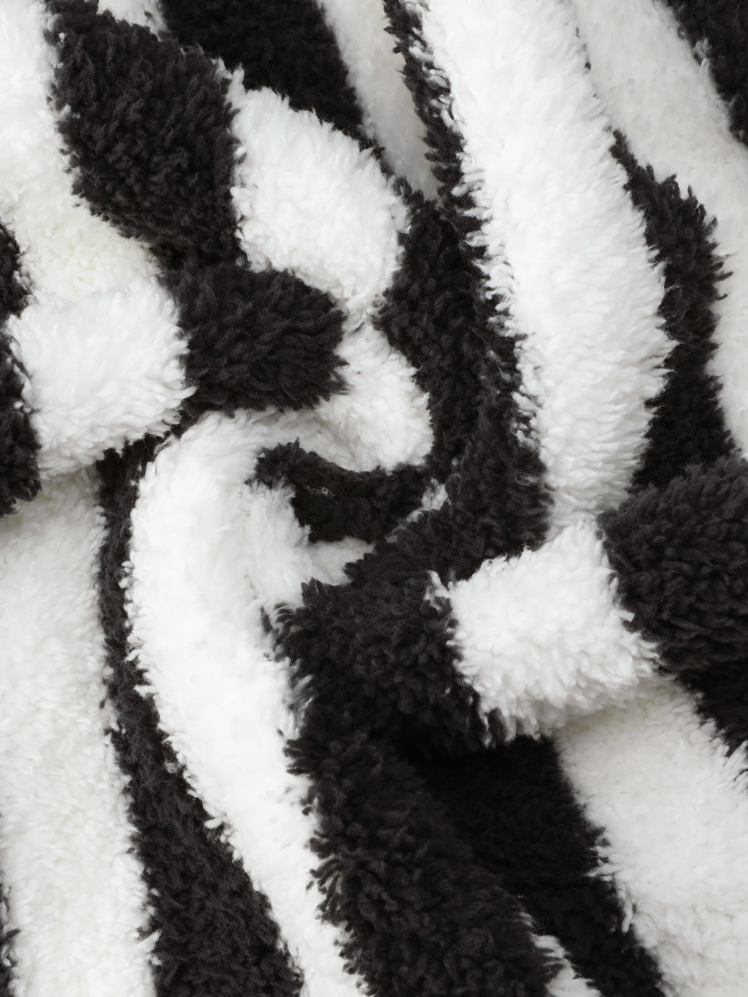 DARING DIVA Women's Fleece Fluffy Belt Full Length Striped Plush Bath Robe L Black