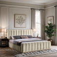 thumbnail image 2 of Meridian Furniture Amara Cream Velvet King Bed, 2 of 10