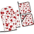 thumbnail image 2 of Valentine''s Oven Mitts and Pot Holders 4 Pcs Sets for Kitchen, Cooking Gloves Heat Resistant Oven Mitt Gloves Non Slip Potholders BBQ Gloves for Baking, Grilling, BBQ, 2 of 6