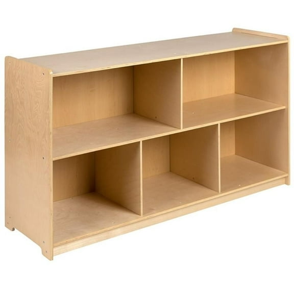 Bowery Hill 5 Cubby 30" x 48" Wooden School Classroom Bookcase in Natural