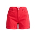 thumbnail image 5 of Time and Tru Women's Rolled Cuff Denim Shorts, 4" Inseam, Size 0-22, 5 of 5