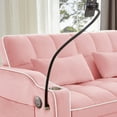 thumbnail image 4 of Newest 3-in-1 Foldable Double Recliner Sofa Bed with USB Port & Swivel Phone St, - Velvet Pull-Out Sleeper, Adjustable Backrest, Side Pockets for Small Spaces,Pink, 4 of 6