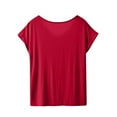 thumbnail image 4 of JUUYY V-Neck Summer T Shirts for Women Modal Solid Slim-Fit Short Sleeve Tops Casual Tee for Women Wine XL, 4 of 6
