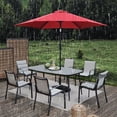 thumbnail image 5 of Ainfox 7.5ft Patio Umbrella Outdoor Portable Table Market Umbrella with Push Button Tilt/Crank Waterproof UV-proof, Burgundy, 5 of 7
