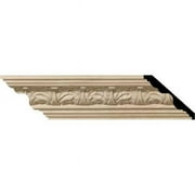 2 1/8"H x 2 3/8"P x 3 1/4"F x 94 1/2"L Acanthus Leaf Carved Wood Crown Moulding, Cherry