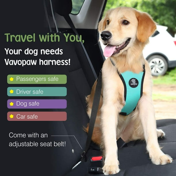 Vavopaw Dog Vehicle Safety Vest Harness Adjustable Soft Padded