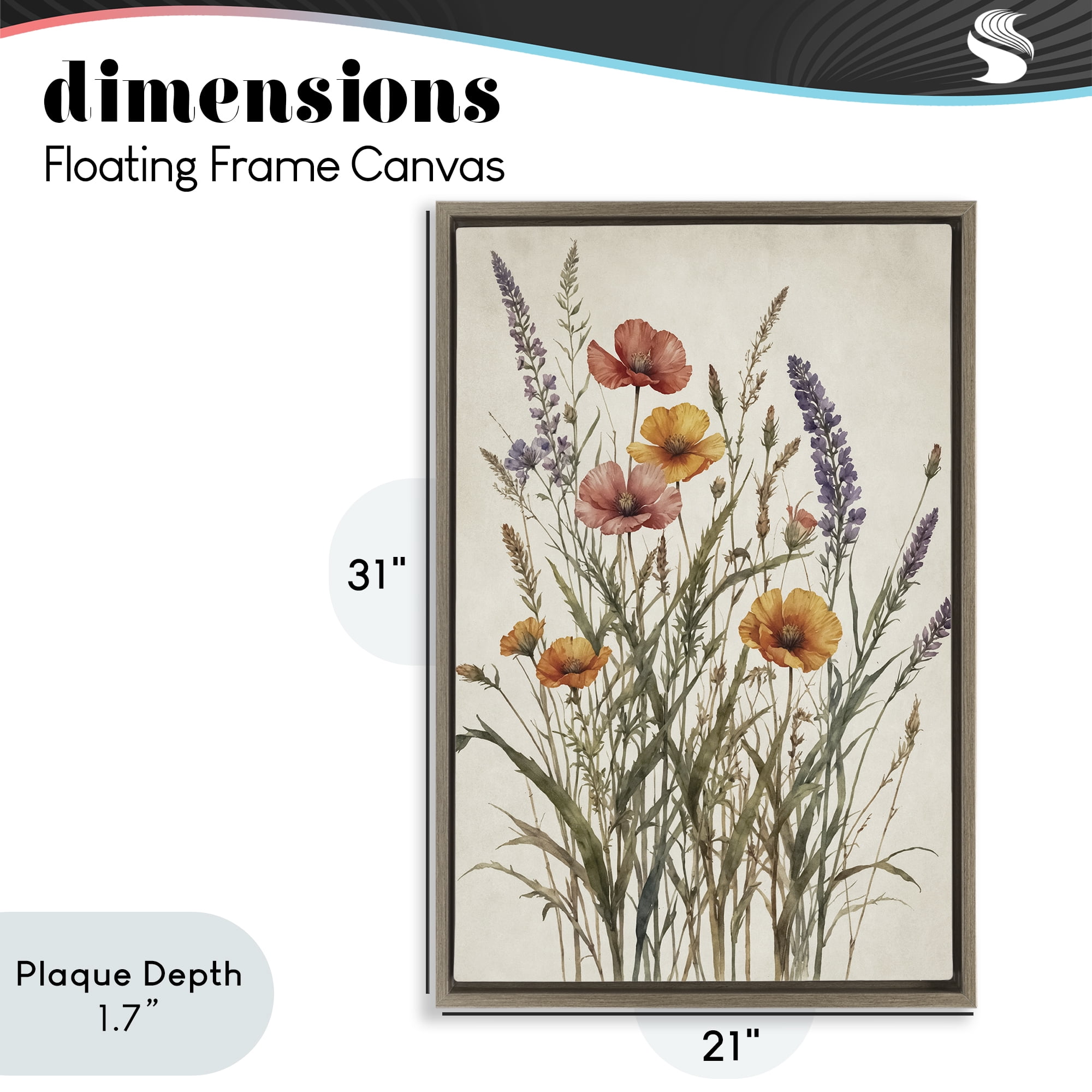 Stupell Industries Vintage Collection of Meadow Botanicals Brown Framed Floater Canvas Wall Art, design by Nataly White