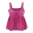 thumbnail image 5 of Lixiuxyad Womens Tank Tops Women's Casual Lace Trimmed U Neck Sleeveless Loose Fit Tank Top Pure Color Summer Camisole Comfortable Stretchy Blouse,Pink, 5 of 6