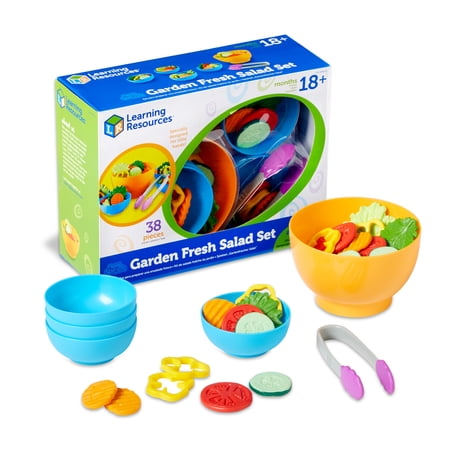 Learning Resources New Sprouts Garden Fresh Salad Playset, Play Pretend Kitchen Activity Preschool Toy for Kids Girls Boys Ages 2 3 4+ Year Old