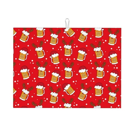 

Coaee Christmas Hat beer for Kitchen Drying Mat Dish Drying Mats for Kitchen Counter Foldable Water-Absorbent Suitable for Draining Racks