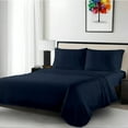thumbnail image 3 of 4 Pcs Queen Sheets Premium 400 TC, 100% Cotton Navy Blue Solid Bed Sheet Set To Fit Upto 12" To 15" Deep Mattress, 3 of 6
