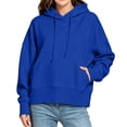 thumbnail image 5 of Dgankt Women's Oversized Cropped Hooded Pullover Sweatshirt Long Sleeve Drop Shoulder with Kangaroo Pocket, 5 of 9