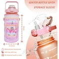 thumbnail image 3 of 64 oz Water Bottle with Straw Sleeve & Strap Motivational Half Gallon Water Jug with Handle for Gym Women Men Aesthetic Water Bottle with Strap Black Mushroom, 3 of 6