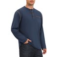 thumbnail image 4 of INSPIRE CHIC Men's Henley Shirt Long Sleeve Button Casual Pullover T-Shirt 3XL Navy Blue, 4 of 6