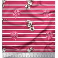 thumbnail image 1 of Soimoi Pink Cotton Poplin Fabric Stripe & Rose Bouquet Floral Print Fabric by the Yard 56 Inch Wide, 1 of 3