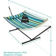 thumbnail image 2 of ZOPan Hammock with Stand, Heavy-Duty Padded Hammock & Steel Stand Set w/Pillow & Carry Bag, Outdoor/Indoor Hammock with Stand Set for 2–3 People, 475Lb Capacity - Green Stripe, 2 of 9