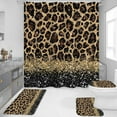 thumbnail image 2 of 4 Pcs Teal Leopard Print Shower Curtain Set with Non-Slip Rugs, Toilet Lid Cover and Bath Mat, Wild Animal Skin Bathroom Decor Set with Shower Curtain and Rugs(Hooks Not Included), 2 of 6