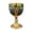 Green, variant on Decorative Gold Glass with Embossed Floral Pattern and Gemstone Accents, 1 Oz Capacity, Gold Finish, for Home Bar Display, Vintage Metal Goblet