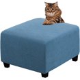 thumbnail image 1 of Ottoman Cover Slipcovers Square Fit Length 13"-44" Footrest, Stool Covers, Ottoman Protector Cover, Footstool Covers with Stretch Thick Checked with Elastic Bottom, Removable Washable(Dusty Blue,XXL(8, 1 of 7