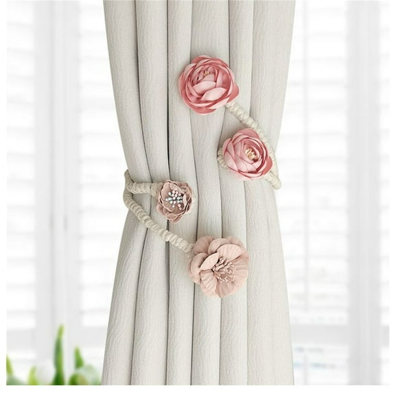 Under 10,Home Decor,Floral Curtain Ties, Flower Curtain Buckle for Living Room, Punch-Free Curtain Accessories for Home Decor, | Cotton, Multicolor-860 MIANHT