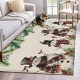 thumbnail image 3 of Vintage Snowman Area&nbsp;Rug 4x6ft Christmas Winter Green Pine Tree Linen Non-Slip&nbsp;Washable Square&nbsp;Rugs Soft Felt Indoor Floor Mat for Bedroom Kitchen Living Room Bathroom, 3 of 9