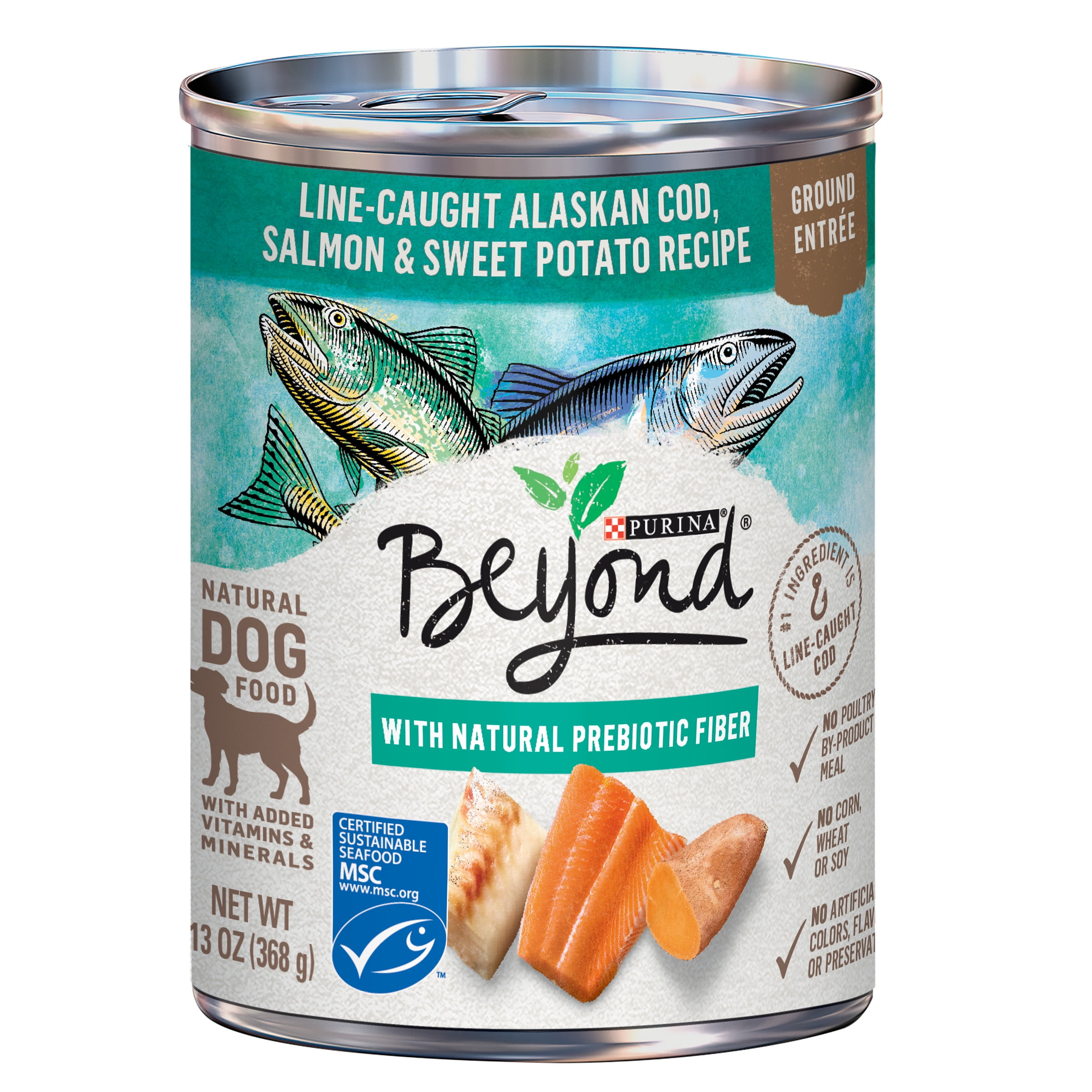 Purina Beyond Natural Wet Dog Food Pate, Grain Free Alaskan Cod, Salmon & Sweet Potato Recipe, 13 oz. Can
