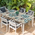 thumbnail image 2 of Blue Tulip Table Cloths for 6 Foot Rectangle Tables, Retro Flowers Leaves Butterfly Plants Khaki Patio Waterproof Elastic Fitted Tablecloths, Washable Rectangular Table Cover for Camping, 2 of 8