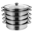 thumbnail image 2 of EASTIN 5 Tier Steamer Hot Pot Stainless Steel Cooker Steam Pot Food Cooking + Glass Lid, 2 of 10