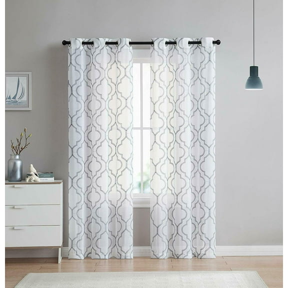 VCNY Home Charlotte Embroidered 2-Pack Grommet Top Sheer Window Curtain Panels - Assorted Colors & Sizes