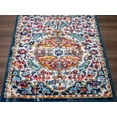 thumbnail image 6 of Hauteloom Tigris Collection Jasmine Oriental Farmhouse Living Room Bedroom Area Rug - Vintage Distressed - Boho Chic Floral Medallion Pattern - Off White, Blue, Orange - 3'11" x 5'7", 6 of 11