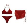thumbnail image 1 of YDLCAFD Easter Women's 3 Piece Bathing Suits Halter Ring Bikini Set With Cover Up Skirt, 1 of 4