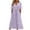 Purple, variant on MIOU Women's Summer A-Line Skirt with Pockets; V-neck with button closure; Ribbed, printed, pleated, solid-color, short-sleeve midi dress