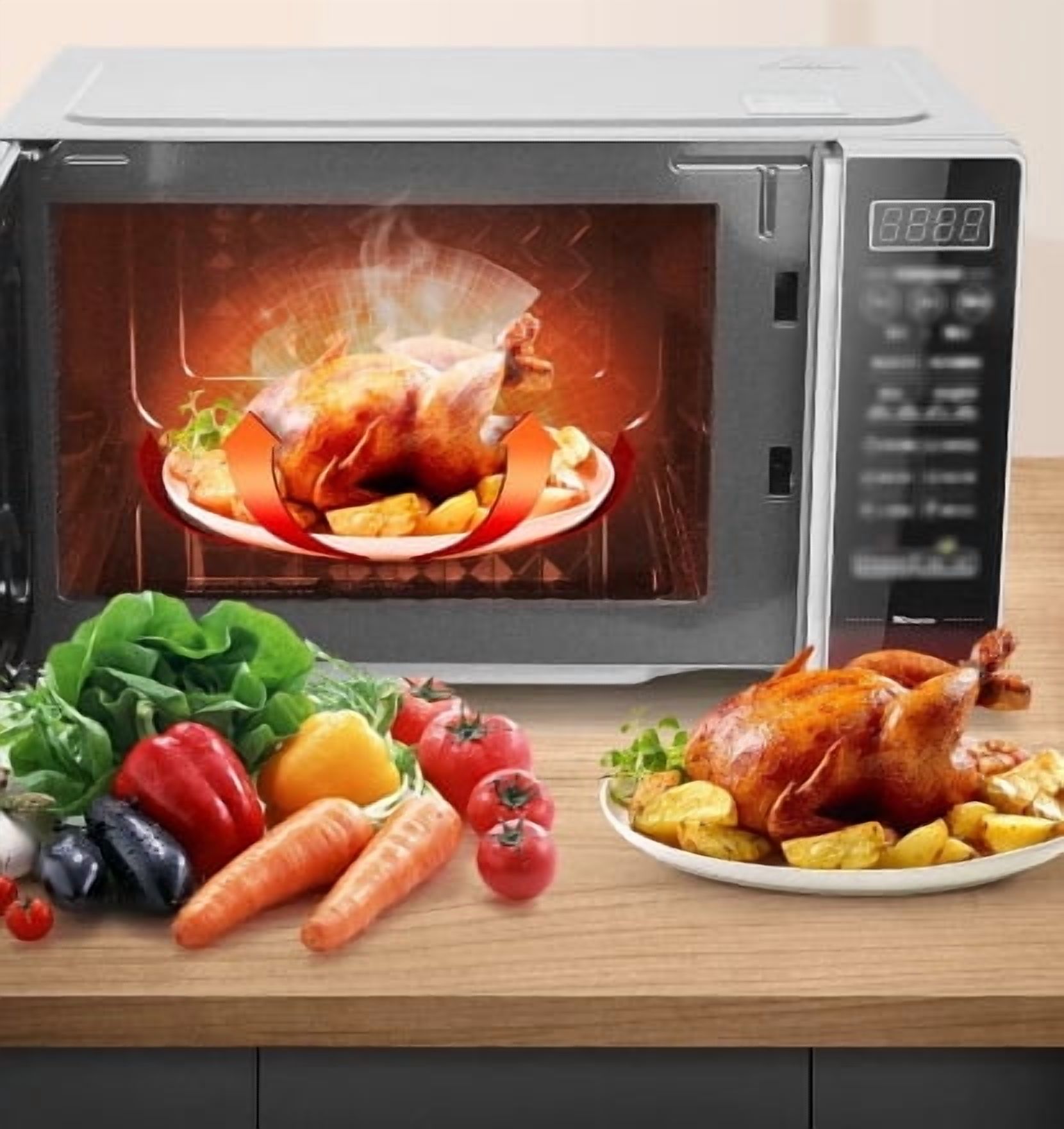 VEAVON Countertop Microwave Oven 1.2 Cubic Feet Removable Turntable Smart Humidity Sensor 12 Auto Menus Quiet Function ECO Mode Easy Clean Interior 1100W