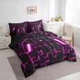 thumbnail image 3 of Homewish Teens Colorful Gamepad 7pcs Bedding Comforter Set,3D Plaid Grid Queen Bedding Sets,Purple Black Queen Sheet Sets For Boys Kids,Luxury Bedroom Decor Reversible, 3 of 8