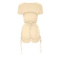 thumbnail image 4 of Birdeem Mode Femme Aguichant Solide Manches Courtes Col Rond Pantalon à Cordon Ensembles Chemises, 4 of 6