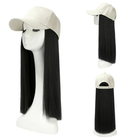 Bunenne Baseball Cap Trucker Hat Snapback Hats for Men Hat Long Hair Attached Hair Wig Hair Baseball Hairstyle Cap Straight Adjustable Wig Womens Ball Cap Men's Hats & Caps A One Size