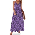 thumbnail image 1 of Vestido largo elegante con hojas barrocas y estampado floral dorado, escote en V, estilo bohemio, para playa, con tirantes, estético, de gran tamaño, 1 of 7
