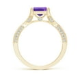 thumbnail image 2 of ANGARA Natural Square 1 ct Amethyst Solitaire Crossover Engagement Ring in 14K Yellow Gold for Women (Size-6mm) | February Birthstone, Anniversary, Jewelry Gift for Women | Natural Amethyst Ring, 2 of 8