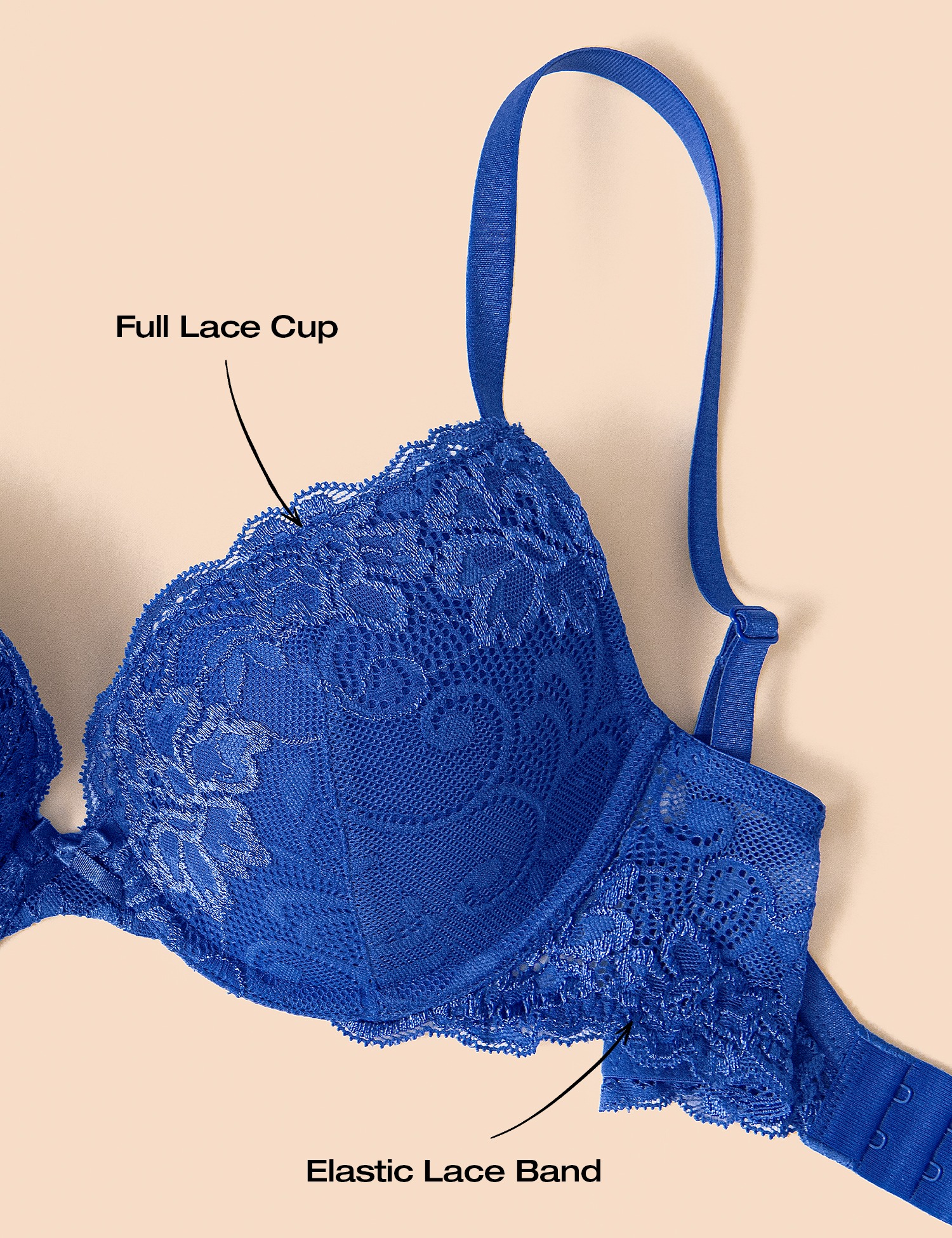 Deyllo Women's Push Up Bra Padded Plunge Add Cups Underwire Sexy Lace Lift Up Bra, royal blue 34B - image 4 of 8