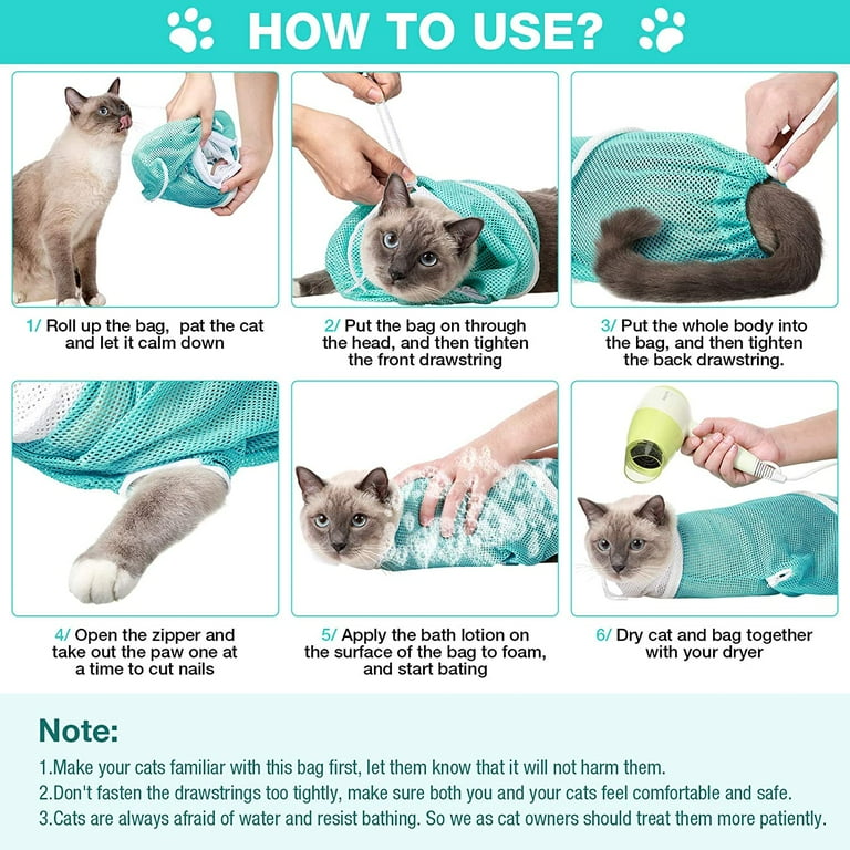 Cat Shower Net Bag Cat Grooming Bathing Bag Adjustable Cat Washing Bag Multifunctional Cat Restraint Bag Prevent Biting Scratching for Bathing Nail
