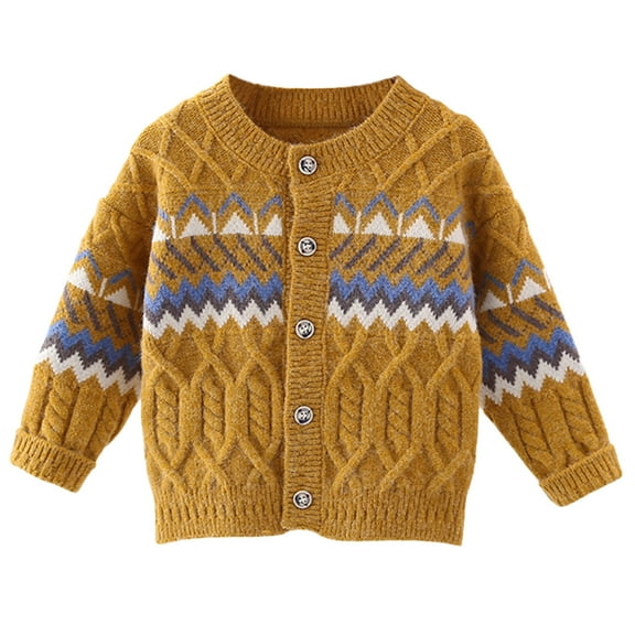 Toddler Kids Girl Sweaters Cozy Knit Fall Winter Clothes Button Down Cardigan Outwear for Girls Boys 2 3 4 5 6 7 Years Old (90, Yellow)