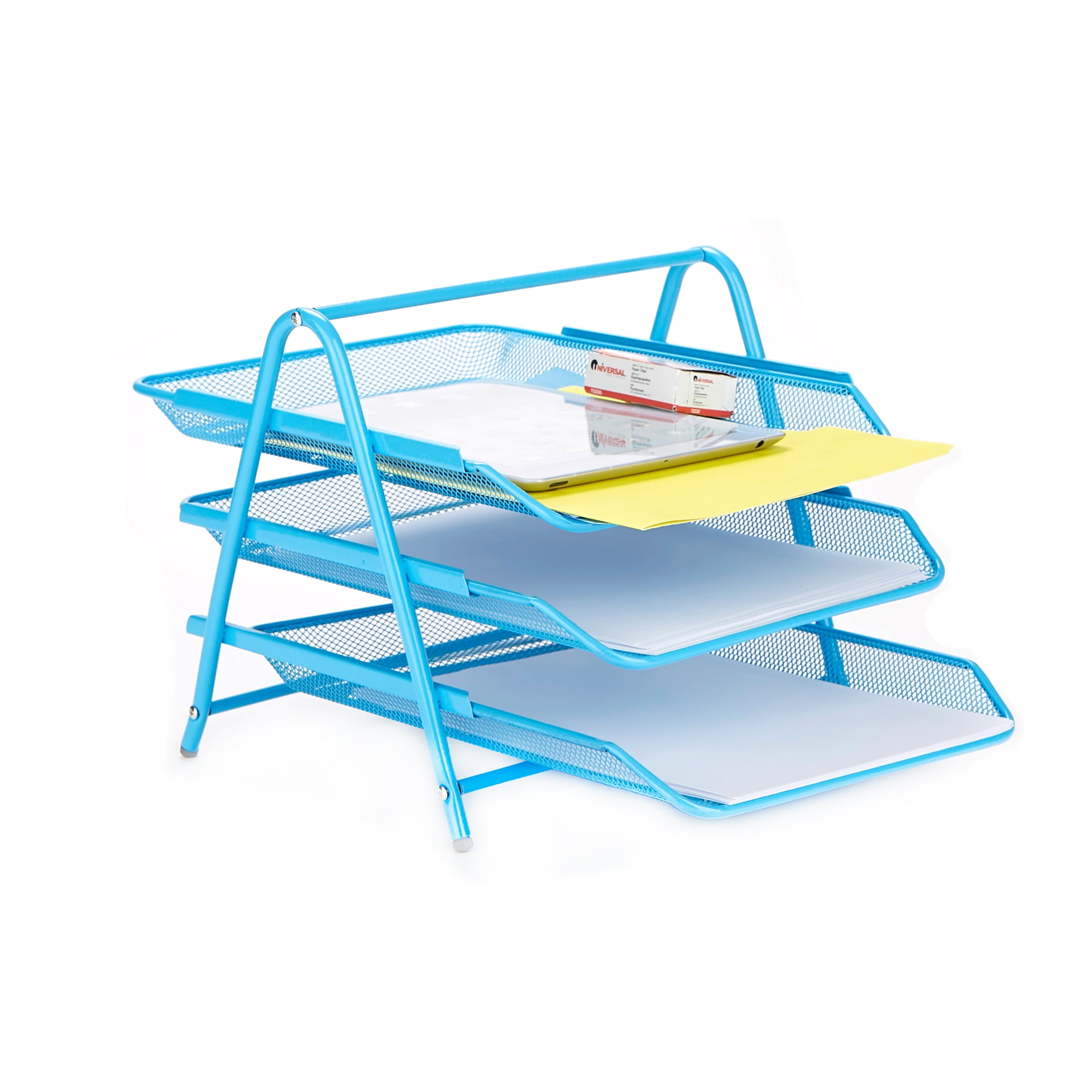 Mind Reader Mesh 3Tier Desk Letter Organizer with 3 Sliding Trays