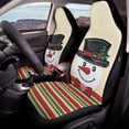 thumbnail image 4 of Psesaysky Christmas Front Car Seat Covers with Snowman Pattern, 2 Piece Stretchy Polyester Protector for Suvs and Trucks, 4 of 12